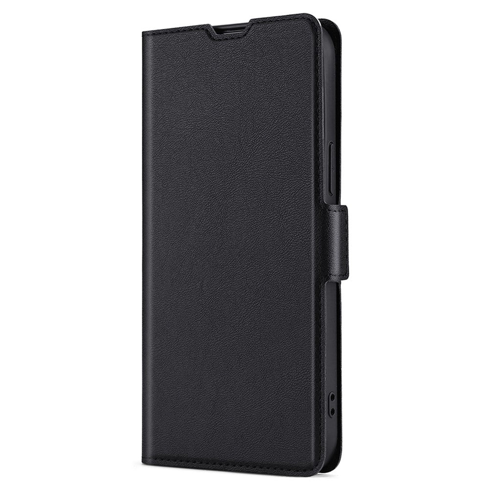 For Samsung Galaxy M13 4G PU Leather Card Slot Phone Case Double Magnetic Clasp Foldable Stand Cover - Black