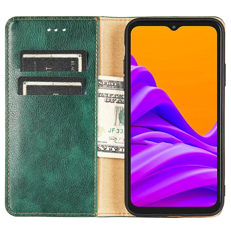 Magnetic Auto Closure Leather Phone Case for Oppo A57 4G / A57s 4G, Foldable Stand Wallet All-round Protective Shell - Green