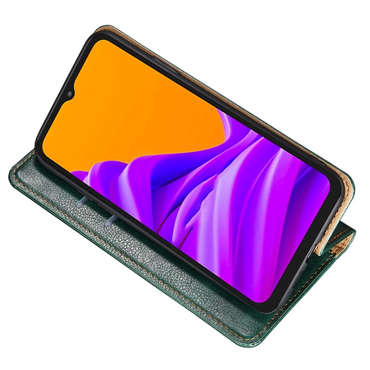 Magnetic Auto Closure Leather Phone Case for Oppo A57 4G / A57s 4G, Foldable Stand Wallet All-round Protective Shell - Green