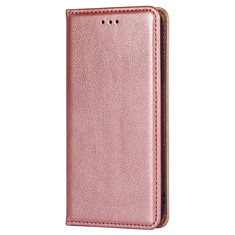 Magnetic Auto Closure Leather Phone Case for Oppo A57 4G / A57s 4G, Foldable Stand Wallet All-round Protective Shell - Rose Gold