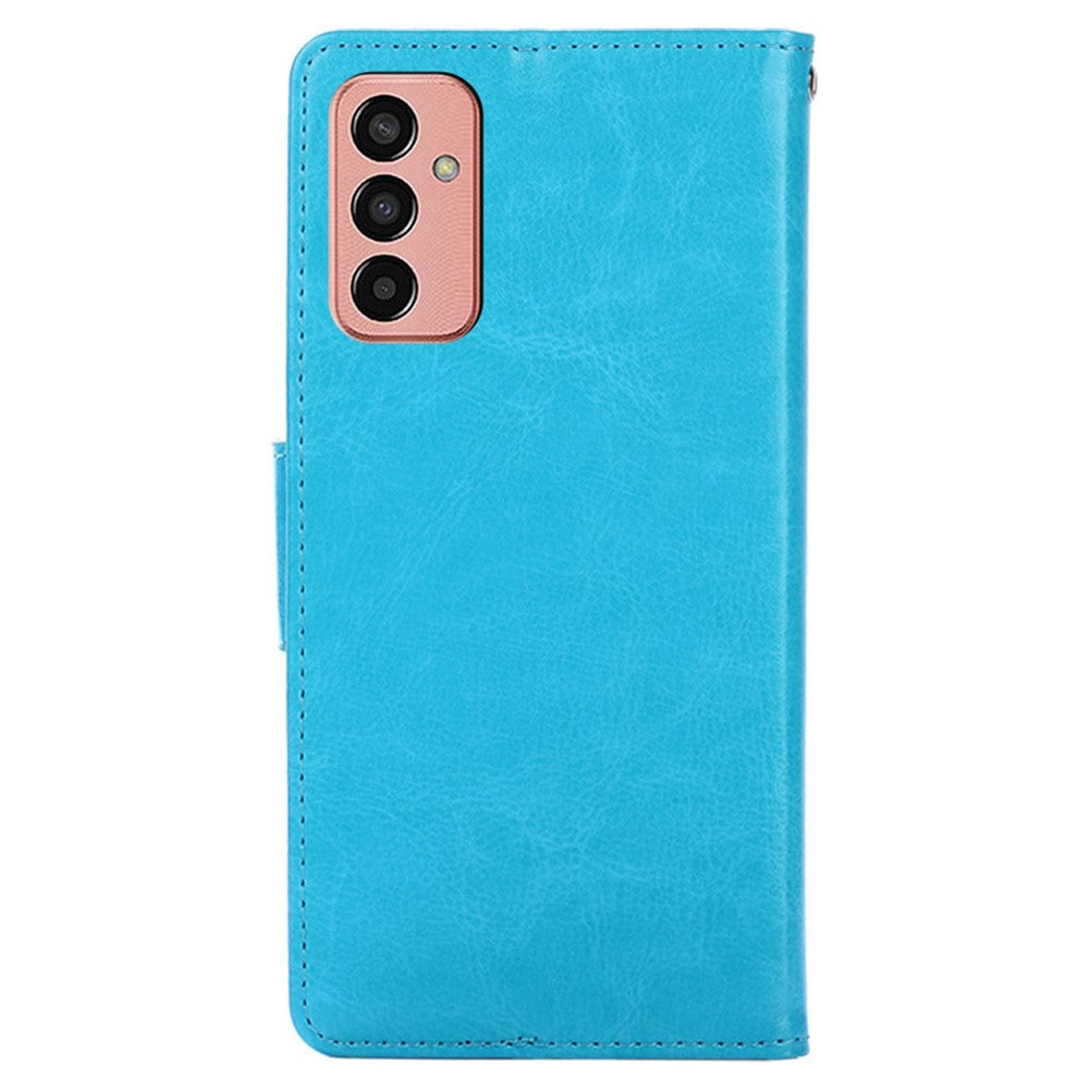 For Samsung Galaxy M13 4G Shockproof Flip Wallet Case Stand Full Protection Anti-fall PU Leather Phone Cover - Baby Blue