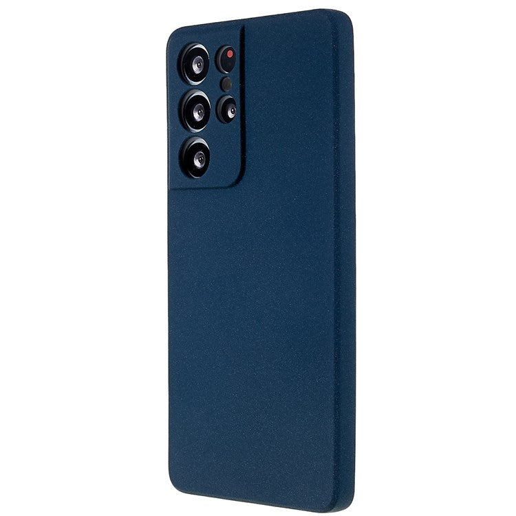 For Samsung Galaxy S21 Ultra 5G Anti-fall Double-Sided Matte TPU Case Scratch-resistant Mobile Phone Back Cover - Dark Blue