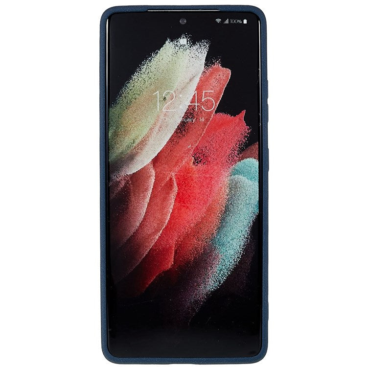 For Samsung Galaxy S21 Ultra 5G Anti-fall Double-Sided Matte TPU Case Scratch-resistant Mobile Phone Back Cover - Dark Blue