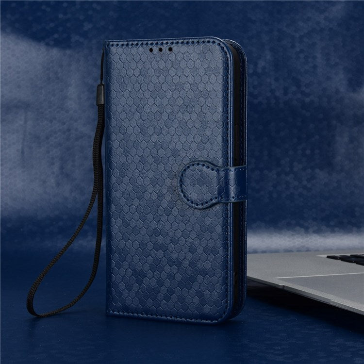 For Honor Magic4 Pro 5G Anti-dust PU Leather Phone Case Imprinted Dot Pattern Wallet Stand Flip Mobile Phone Cover - Dark Blue