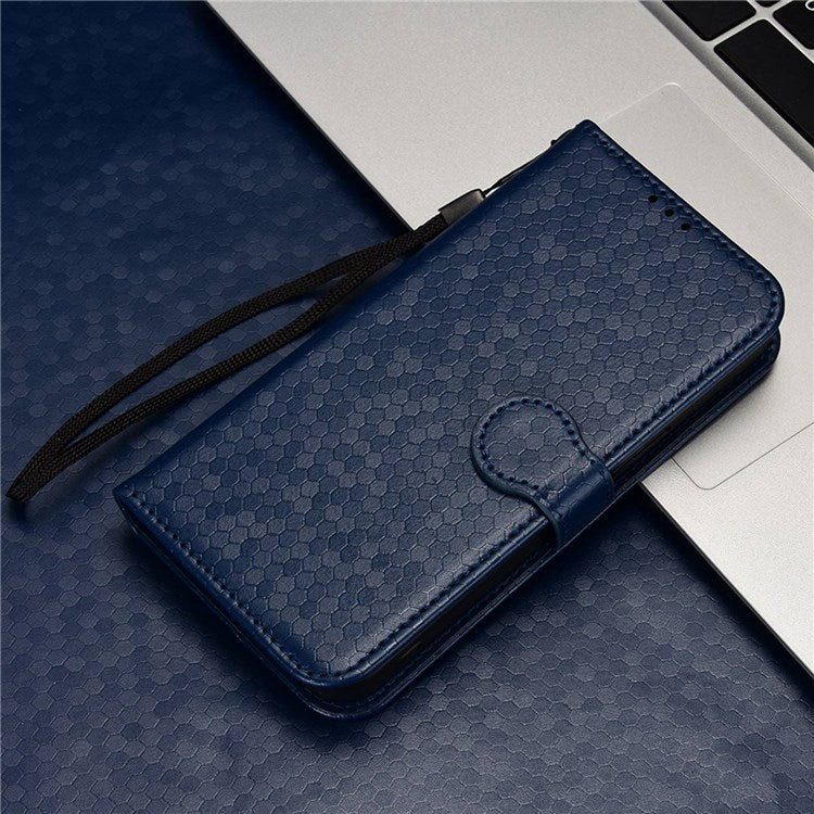 For Honor Magic4 Pro 5G Anti-dust PU Leather Phone Case Imprinted Dot Pattern Wallet Stand Flip Mobile Phone Cover - Dark Blue