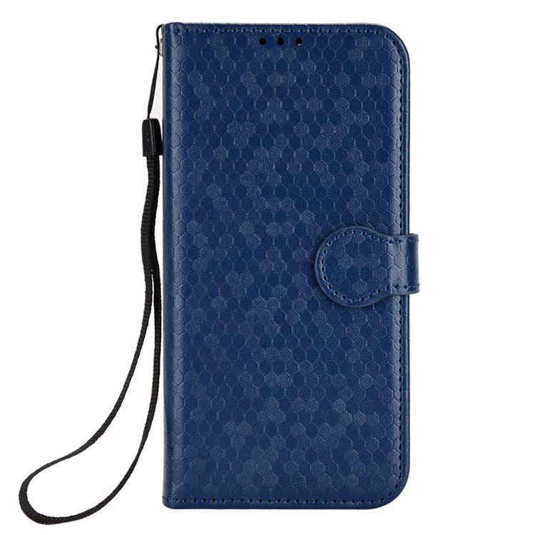 For Honor Magic4 Pro 5G Anti-dust PU Leather Phone Case Imprinted Dot Pattern Wallet Stand Flip Mobile Phone Cover - Dark Blue