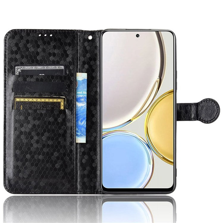 For Honor 9X / X30 5G / Magic4 Lite 5G Imprinted Dot Pattern PU Leather Phone Case Wallet Stand Flip Phone Cover - Black