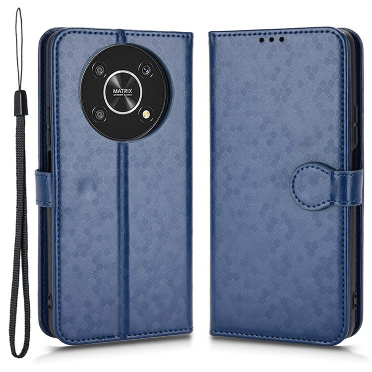 For Honor 9X / X30 5G / Magic4 Lite 5G Imprinted Dot Pattern PU Leather Phone Case Wallet Stand Flip Phone Cover - Dark Blue