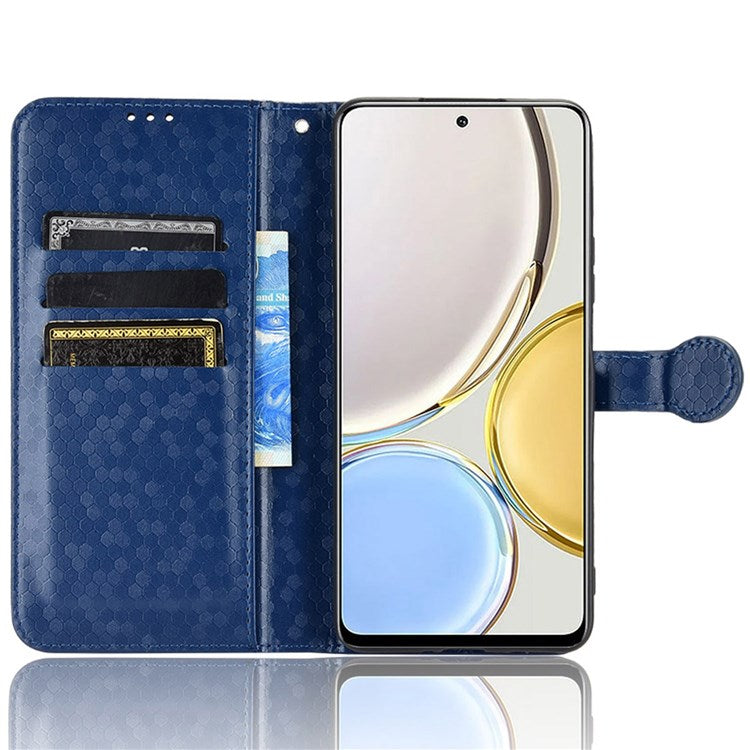 For Honor 9X / X30 5G / Magic4 Lite 5G Imprinted Dot Pattern PU Leather Phone Case Wallet Stand Flip Phone Cover - Dark Blue