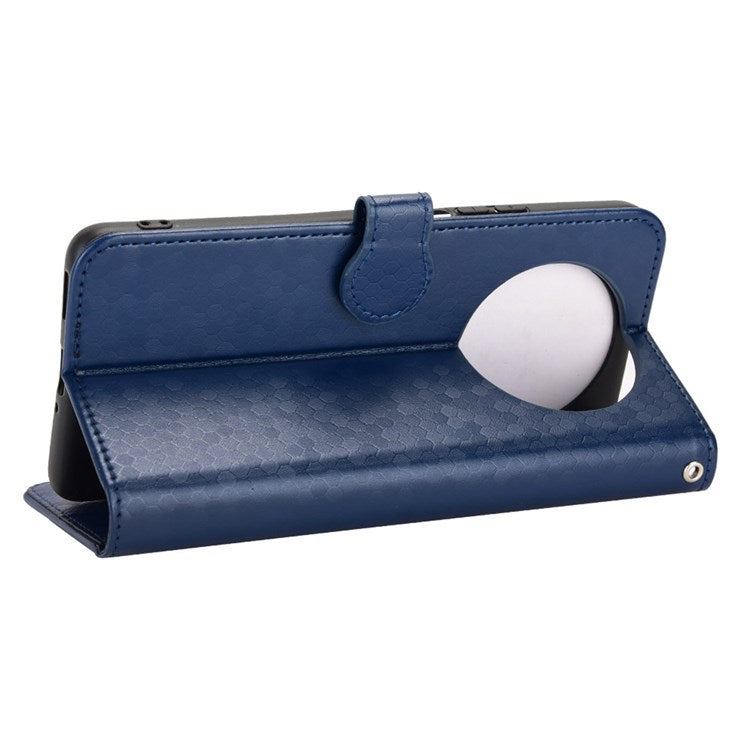 For Honor 9X / X30 5G / Magic4 Lite 5G Imprinted Dot Pattern PU Leather Phone Case Wallet Stand Flip Phone Cover - Dark Blue
