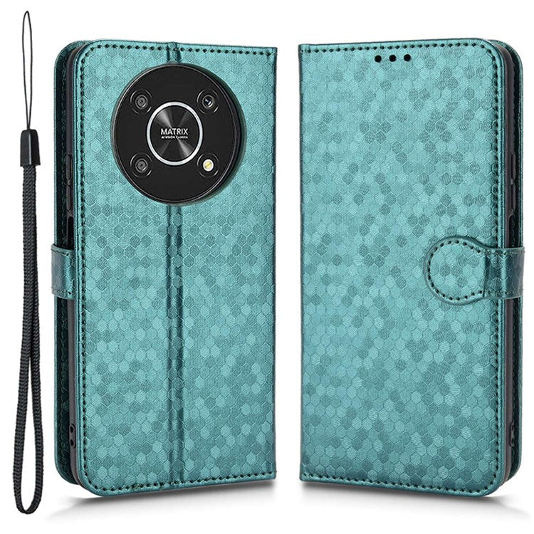 For Honor 9X / X30 5G / Magic4 Lite 5G Imprinted Dot Pattern PU Leather Phone Case Wallet Stand Flip Phone Cover - Green