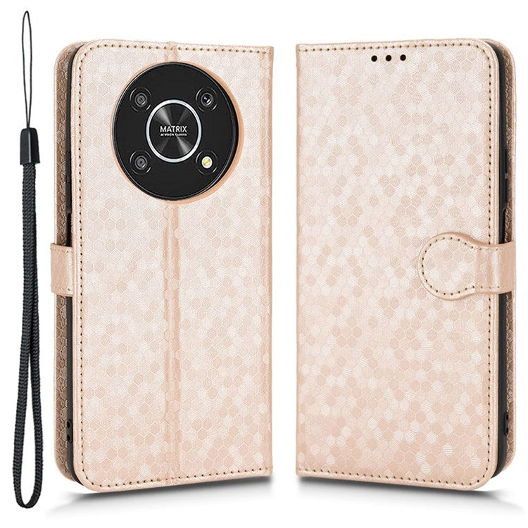 For Honor 9X / X30 5G / Magic4 Lite 5G Imprinted Dot Pattern PU Leather Phone Case Wallet Stand Flip Phone Cover - Rose Gold