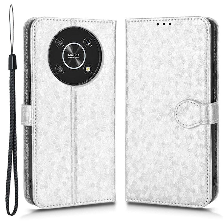 For Honor 9X / X30 5G / Magic4 Lite 5G Imprinted Dot Pattern PU Leather Phone Case Wallet Stand Flip Phone Cover - Silver