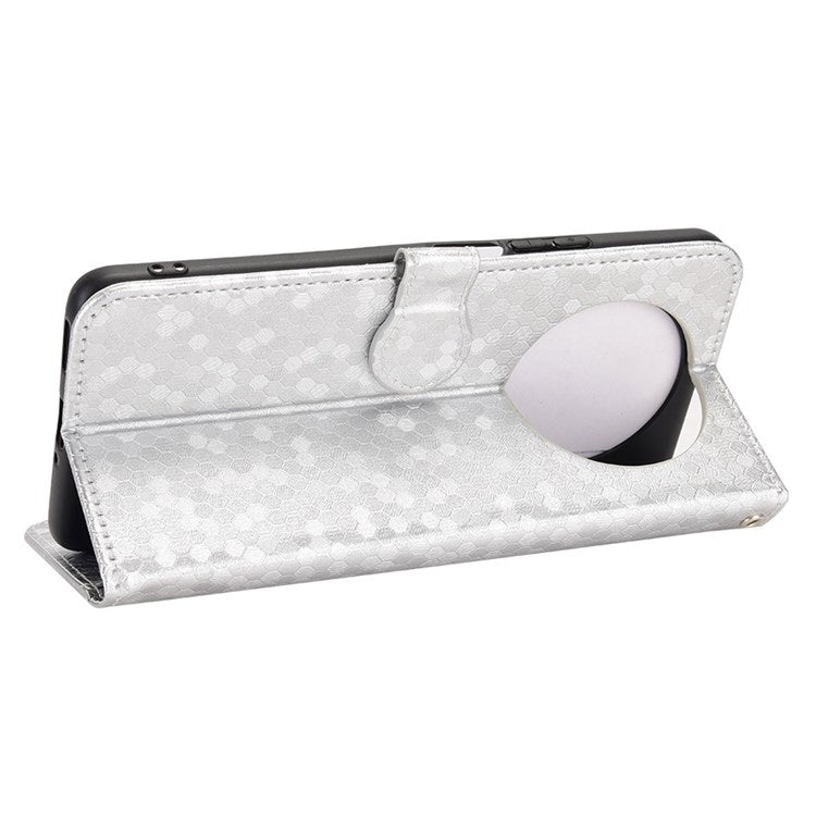 For Honor 9X / X30 5G / Magic4 Lite 5G Imprinted Dot Pattern PU Leather Phone Case Wallet Stand Flip Phone Cover - Silver