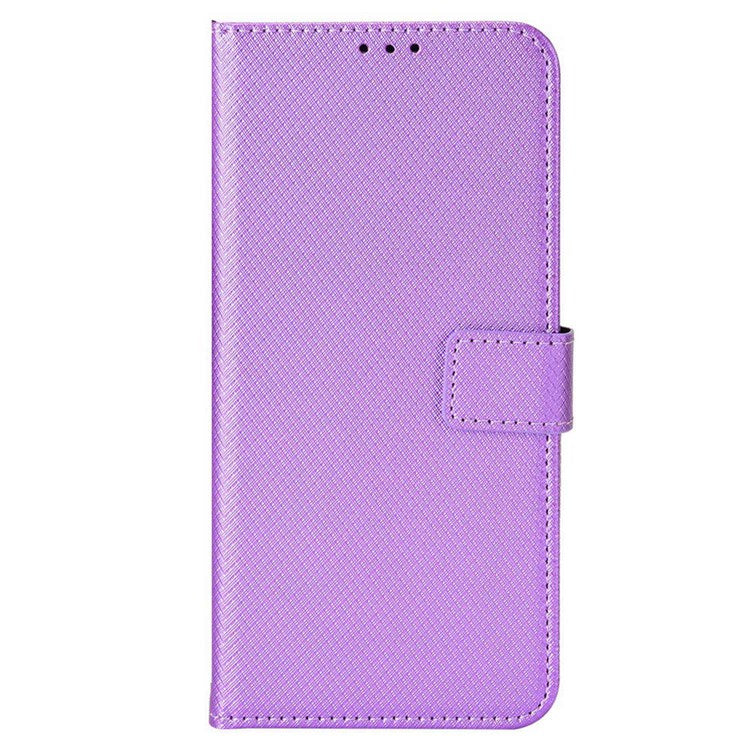 For Realme V20 5G Shockproof Phone Wallet Case Diamond Texture PU Leather Anti-scratch Phone Cover with Wrist Strap - Purple