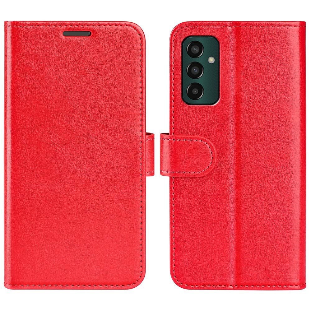 For Samsung Galaxy M13 4G Crazy Horse Texture PU Leather Wallet Stand Case Drop-proof Protection Phone Cover - Red