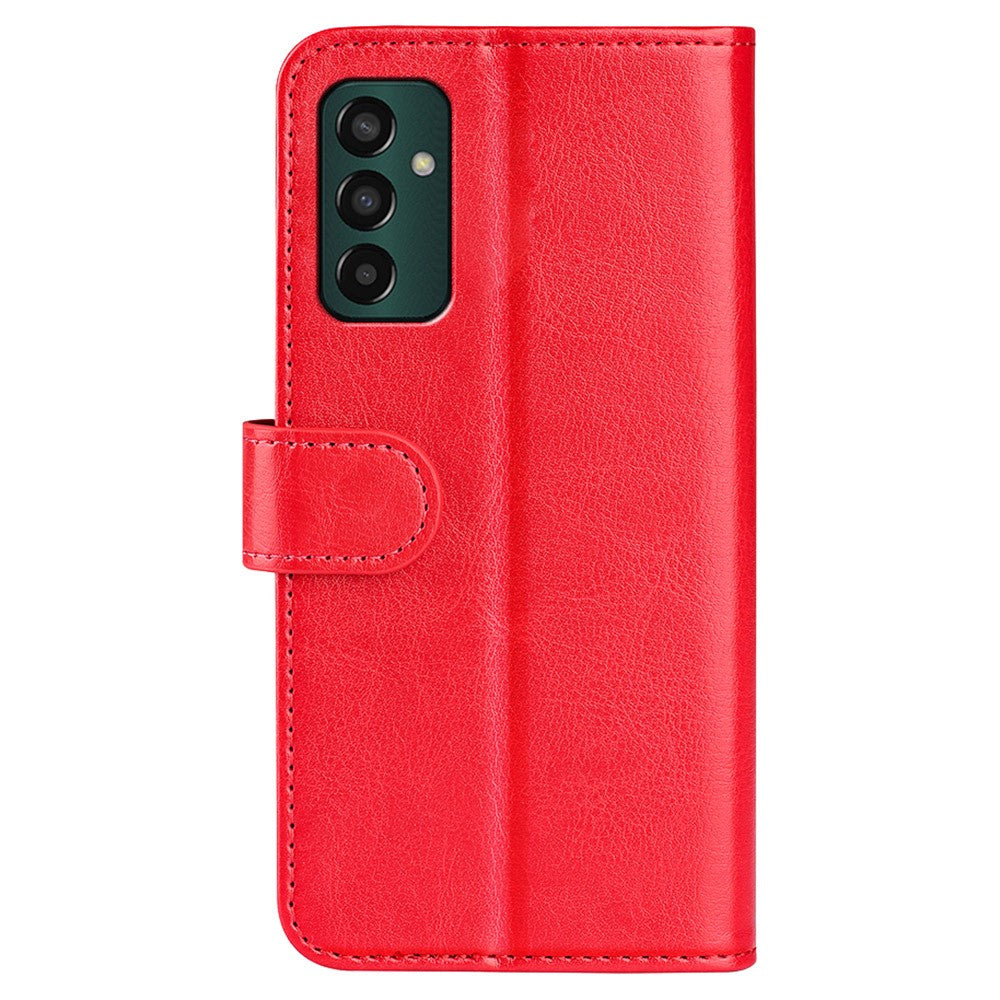 For Samsung Galaxy M13 4G Crazy Horse Texture PU Leather Wallet Stand Case Drop-proof Protection Phone Cover - Red
