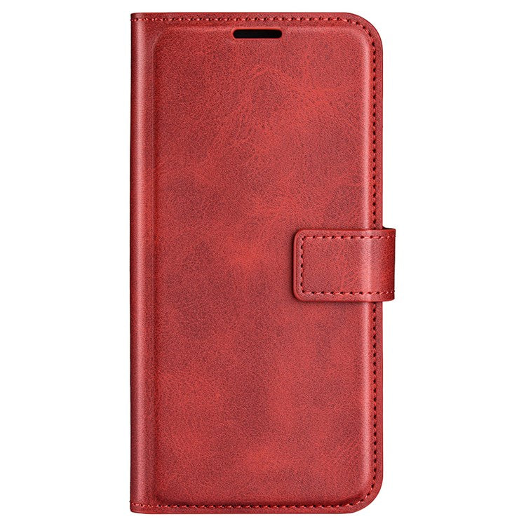 Square Magnetic Clasp Phone Case for Realme C30 4G, Textured PU Leather + TPU Wallet Stand Cover - Red