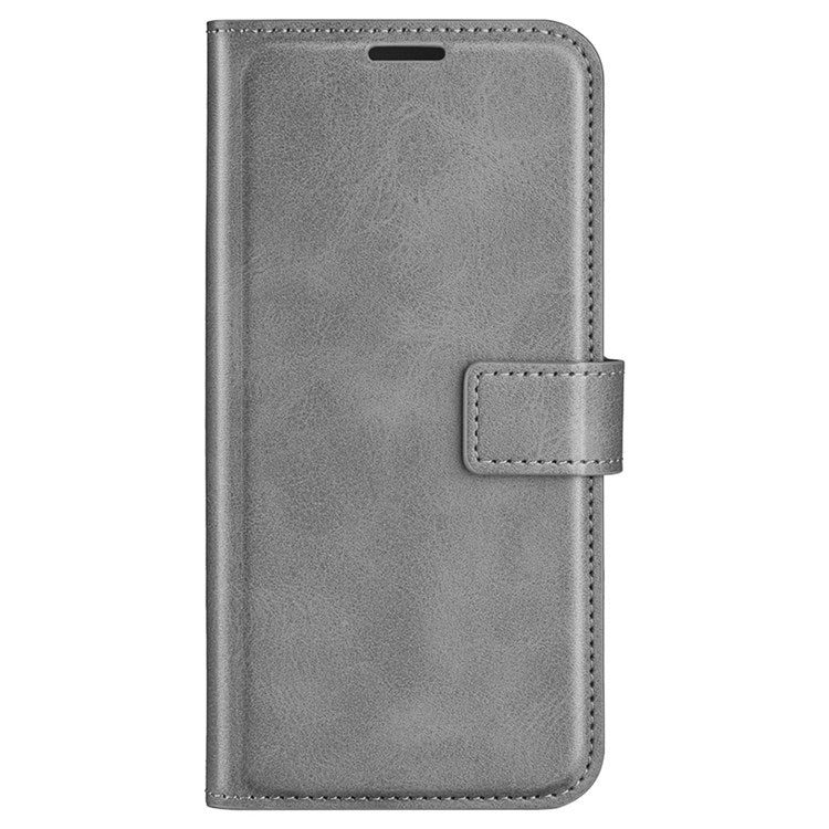 Square Magnetic Clasp Phone Case for Realme C30 4G, Textured PU Leather + TPU Wallet Stand Cover - Grey