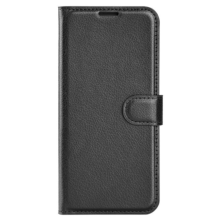 For Realme C30 4G Litchi Texture PU Leather Stand Phone Case Anti-scratch Wallet Protective Cover - Black