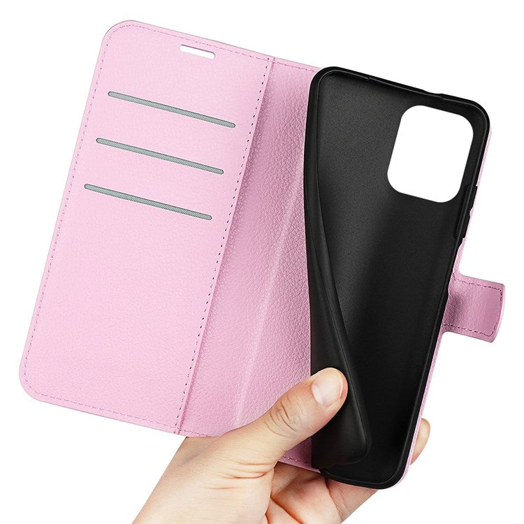 For Realme C30 4G Litchi Texture PU Leather Stand Phone Case Anti-scratch Wallet Protective Cover - Pink