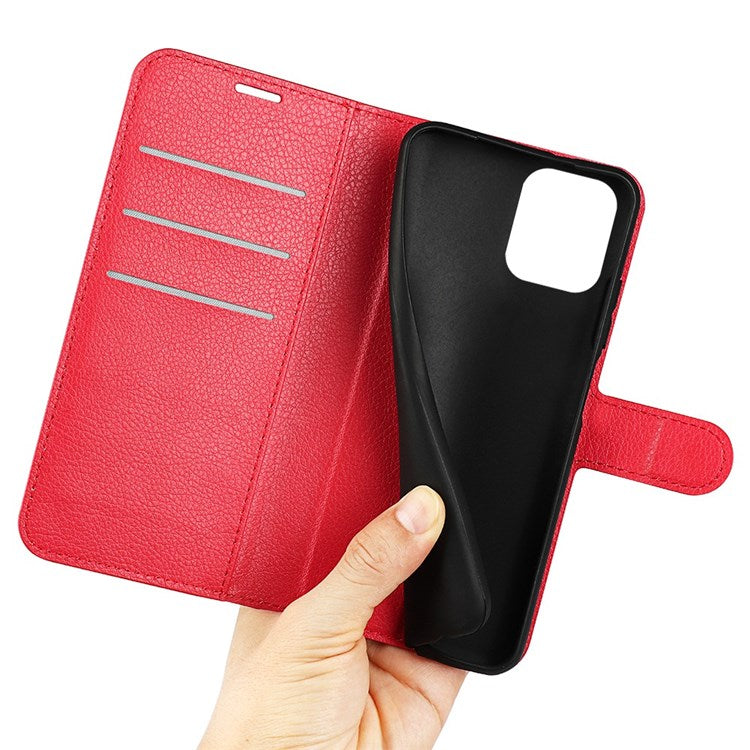 For Realme C30 4G Litchi Texture PU Leather Stand Phone Case Anti-scratch Wallet Protective Cover - Red