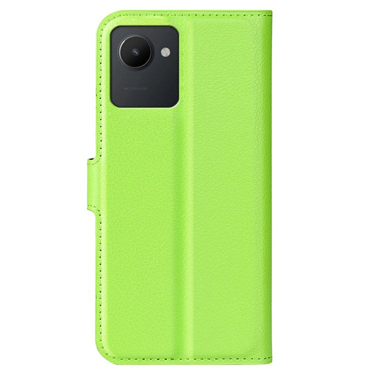 For Realme C30 4G Litchi Texture PU Leather Stand Phone Case Anti-scratch Wallet Protective Cover - Green