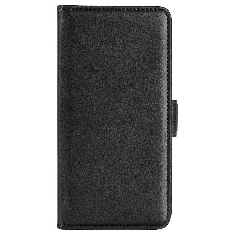 For Realme C30 4G Double Magnetic Clasp Textured PU Leather Folio Flip Phone Case Wallet Stand Cover - Black
