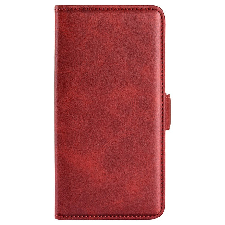 For Realme C30 4G Double Magnetic Clasp Textured PU Leather Folio Flip Phone Case Wallet Stand Cover - Red