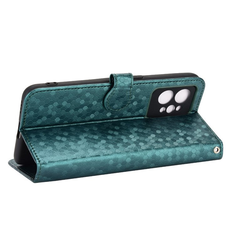 Dot Pattern Imprinted PU Leather Case for Realme GT2 Pro Wallet Phone Case Anti-Drop Cover with Strap / Wallet - Green