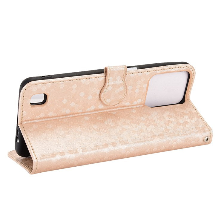 Anti-Drop PU Leather Case for Realme C31 Wallet Phone Case Dot Pattern Imprinted Protective Folio Flip Cover with Strap - Rose Gold