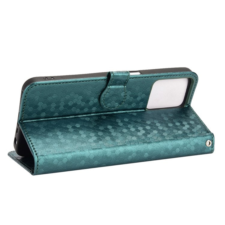Protective Case for Realme C35 Dot Pattern Imprinted PU Leather Folio Flip Cover Wallet Phone Case with Strap - Green