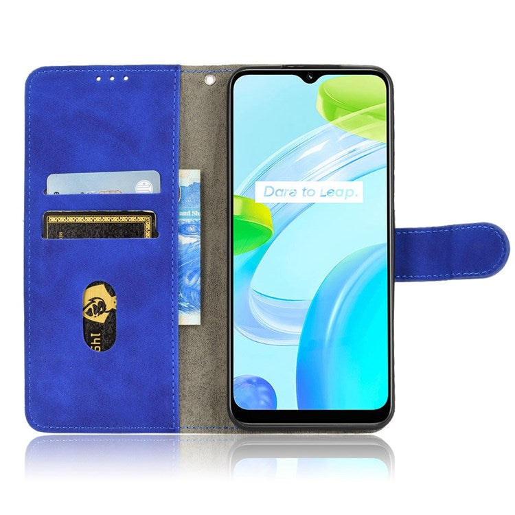 For Realme C30 4G PU Leather Folio Flip Protective Case Skin-Touch Feeling Stand Wallet Phone Cover - Blue