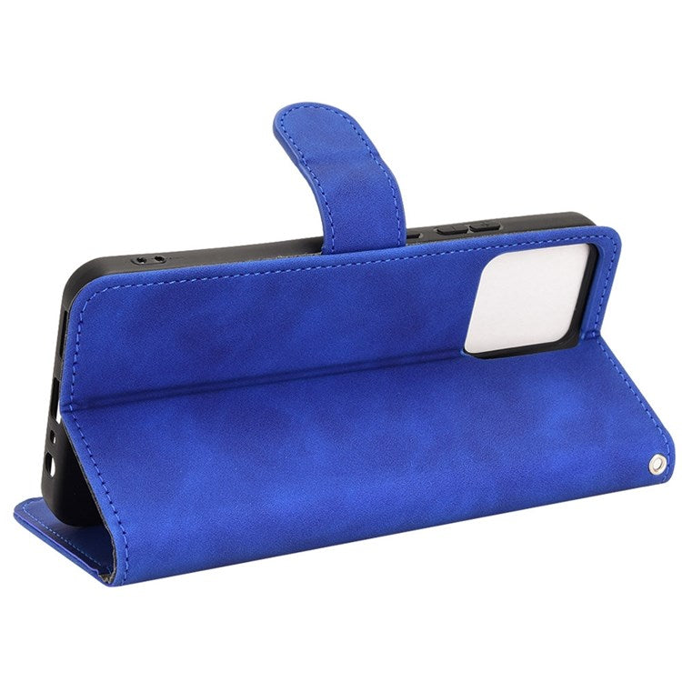 For Realme C30 4G PU Leather Folio Flip Protective Case Skin-Touch Feeling Stand Wallet Phone Cover - Blue