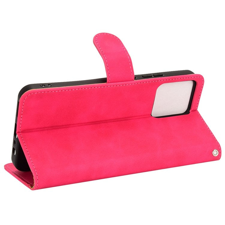 For Realme C30 4G PU Leather Folio Flip Protective Case Skin-Touch Feeling Stand Wallet Phone Cover - Red