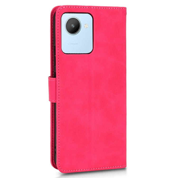 For Realme C30 4G PU Leather Folio Flip Protective Case Skin-Touch Feeling Stand Wallet Phone Cover - Red