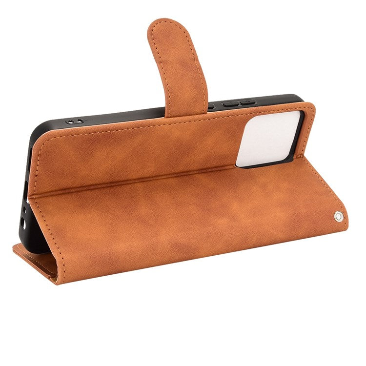 For Realme C30 4G PU Leather Folio Flip Protective Case Skin-Touch Feeling Stand Wallet Phone Cover - Brown