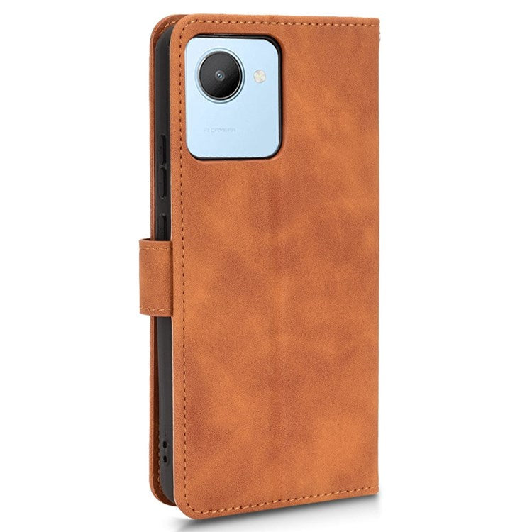 For Realme C30 4G PU Leather Folio Flip Protective Case Skin-Touch Feeling Stand Wallet Phone Cover - Brown