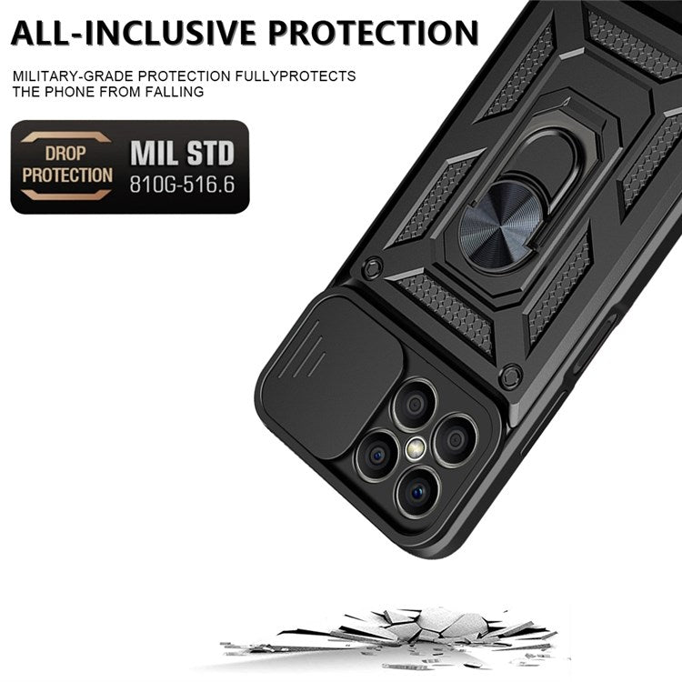 For Honor X8 4G Bump Proof Cell Phone Shell Kickstand PC + TPU Hybrid Cover Slide Camera Protection Phone Case - Blue