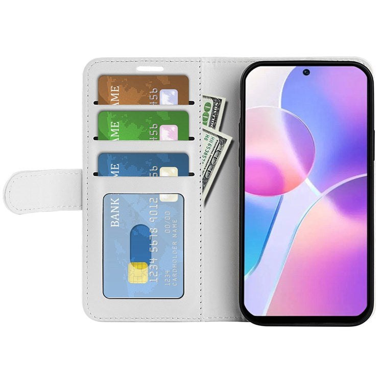 For Honor X40i 5G Shockproof Crazy Horse Texture Folio Flip Phone Case PU Leather Wallet Stand Protective Cover - White