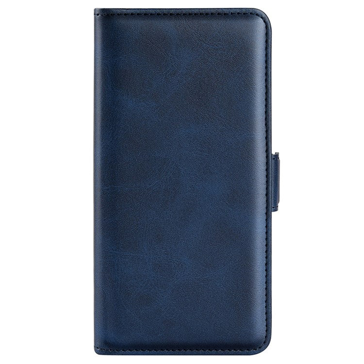 For Honor X40i 5G Shockproof Double Magnetic Clasp Phone Cover Anti-drop Textured PU Leather TPU Case with Wallet Stand - Blue