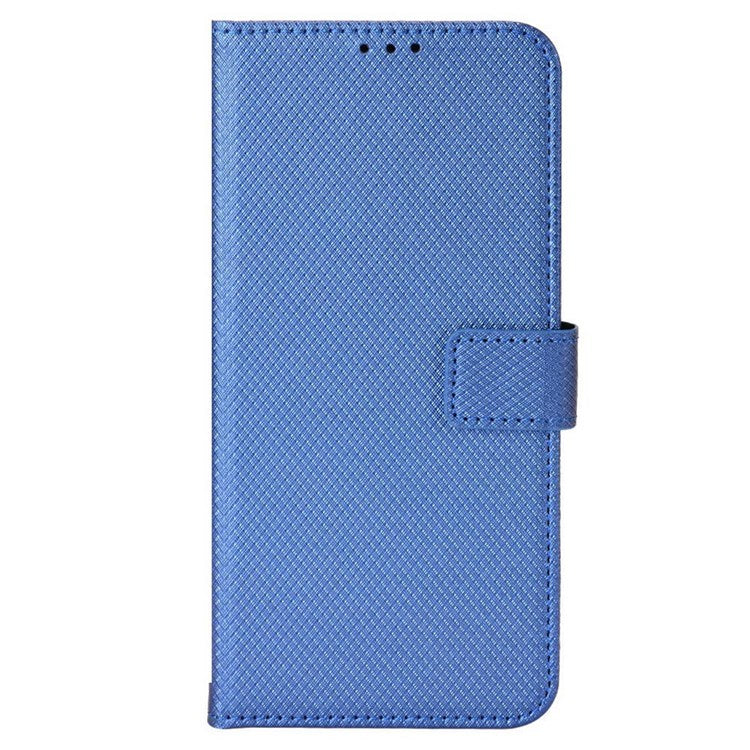 For Honor X40i 5G / Play7T Pro 5G Drop-proof Phone Flip Wallet Case Well-protected Diamond Texture PU Leather Cover Stand Card Holder with Wrist Strap - Blue
