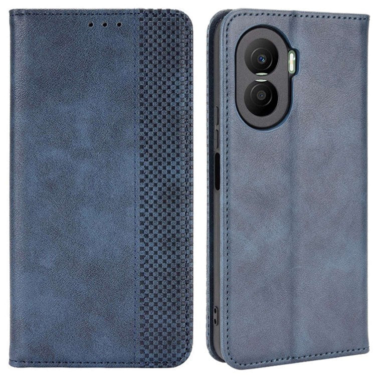 For Honor X40i 5G / Play7T Pro 5G Auto Closing Magnetic Folio Flip Retro PU Leather Wallet Case Stand Function Phone Shell Cover - Blue