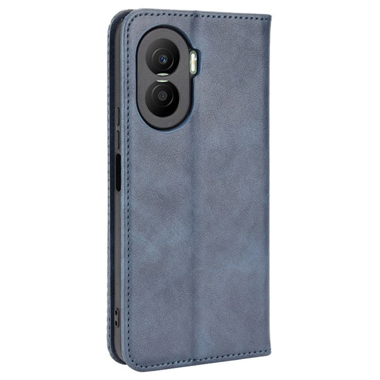 For Honor X40i 5G / Play7T Pro 5G Auto Closing Magnetic Folio Flip Retro PU Leather Wallet Case Stand Function Phone Shell Cover - Blue
