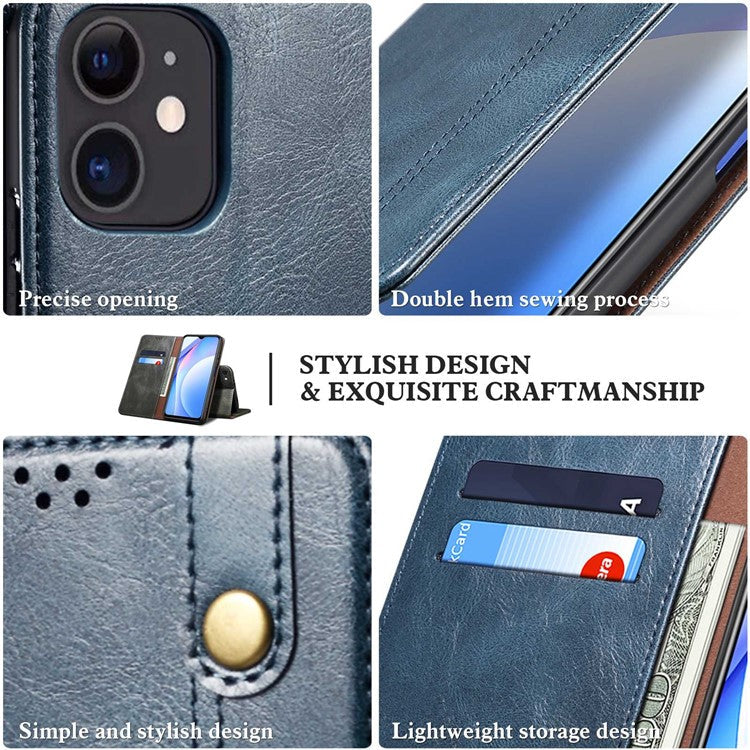 For Honor 70 5G Shockproof Waxy Crazy Horse Texture Wallet Case Stand Anti-scratch PU Leather Mobile Phone Cover - Blue