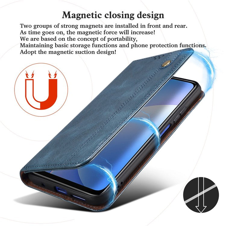 For Honor 70 5G Shockproof Waxy Crazy Horse Texture Wallet Case Stand Anti-scratch PU Leather Mobile Phone Cover - Blue