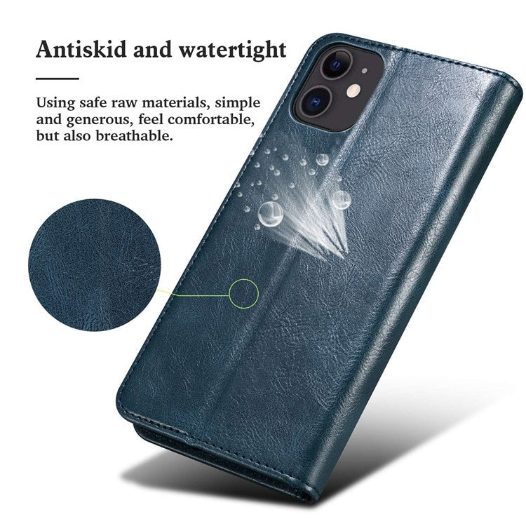For Honor 70 5G Shockproof Waxy Crazy Horse Texture Wallet Case Stand Anti-scratch PU Leather Mobile Phone Cover - Blue