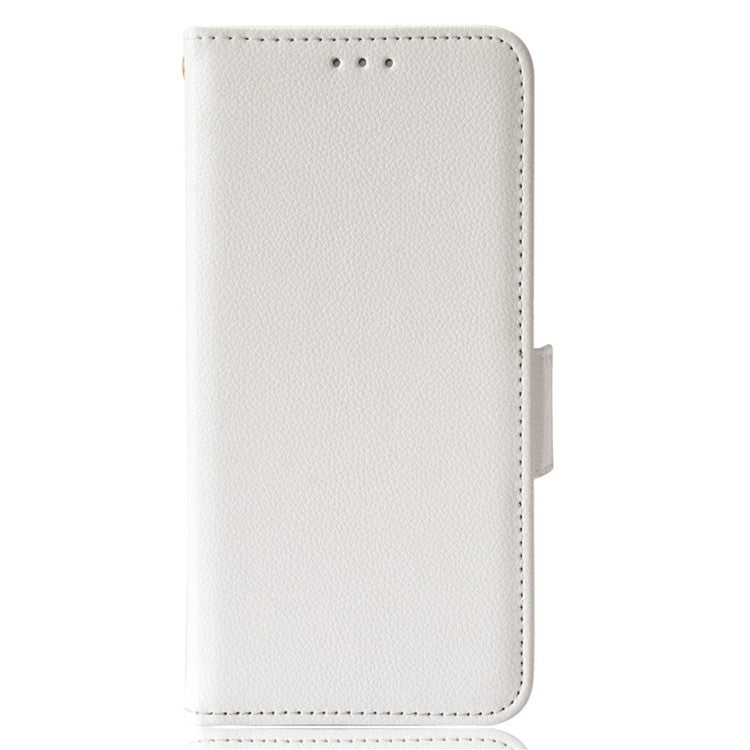 For vivo X80 Pro 5G Protective Phone Case Litchi Texture Wallet Stand Function PU Leather Anti-wear Magnetic Cover - White