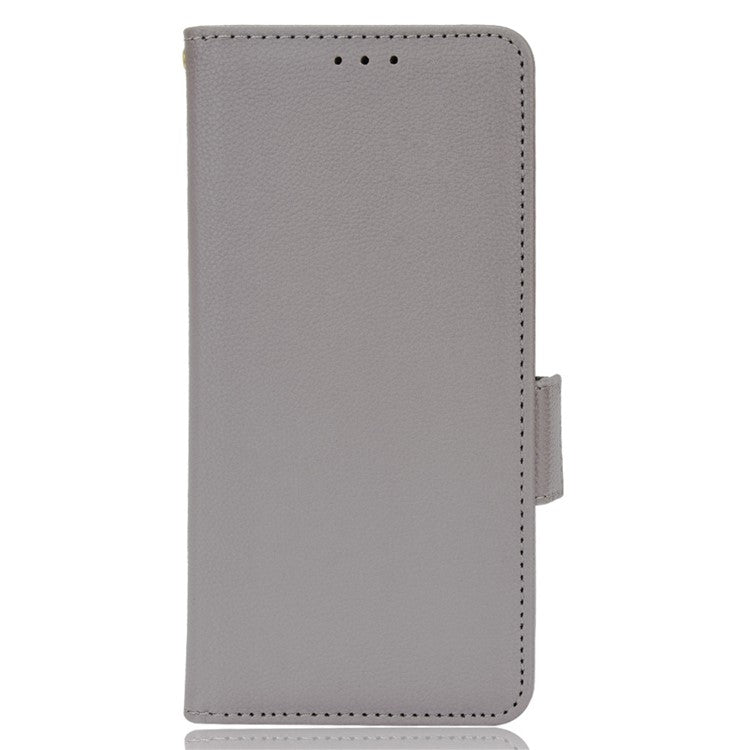 For vivo X80 Pro 5G Protective Phone Case Litchi Texture Wallet Stand Function PU Leather Anti-wear Magnetic Cover - Grey
