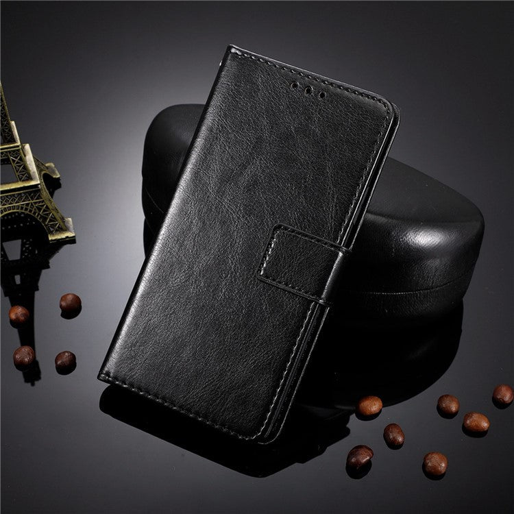 Crazy Horse Texture PU Leather Case for Honor X40i 5G / Play7T Pro 5G Foldable Stand Full Protection Phone Wallet Cover - Black